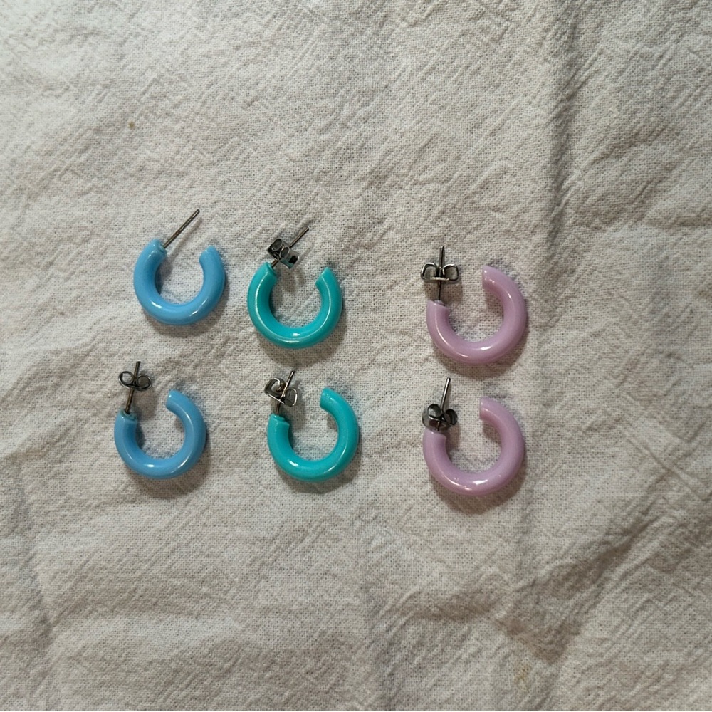 Vintage Colorful Hoop Earrings Set